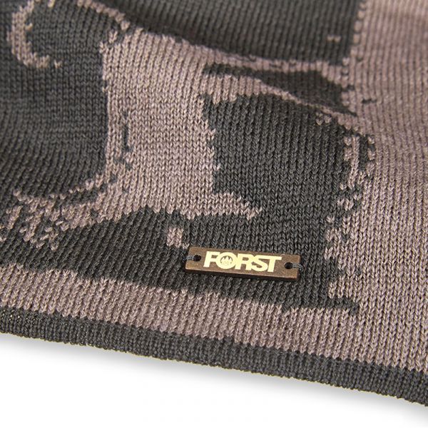 FORST scarf in beige-green with carriage motif