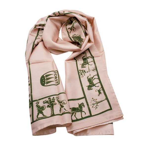 FORST Silk scarf rose/green 60x180