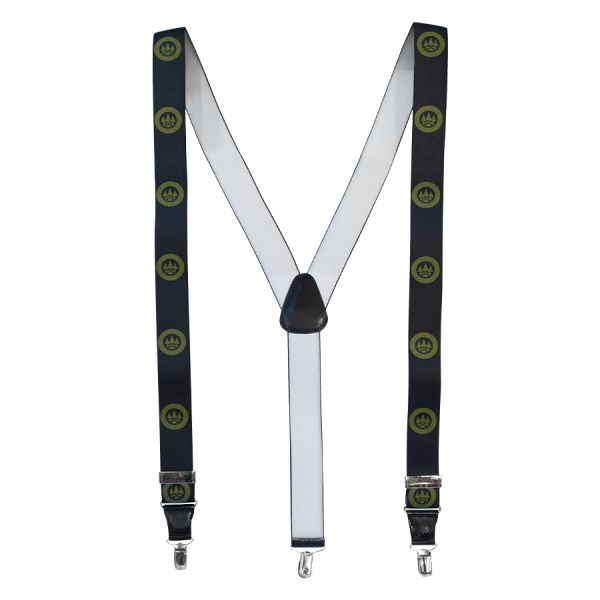 Black suspender with green logo