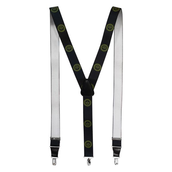 Black suspender with green logo