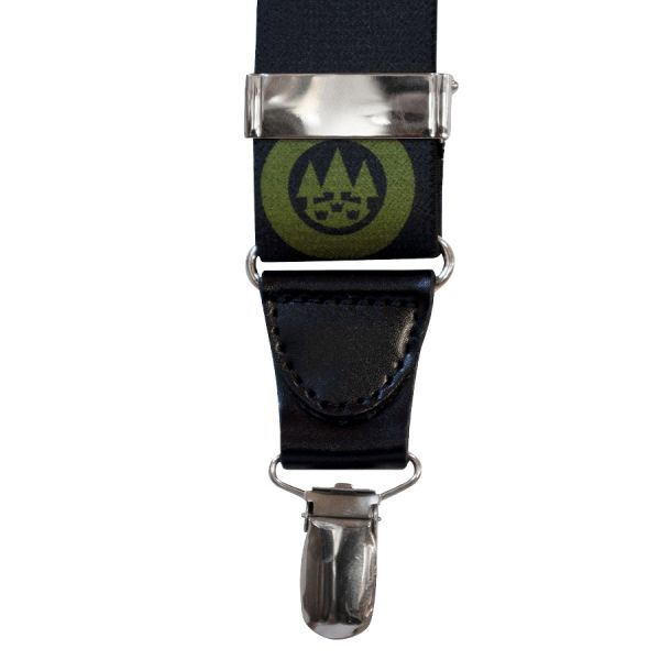 Black suspender with green logo