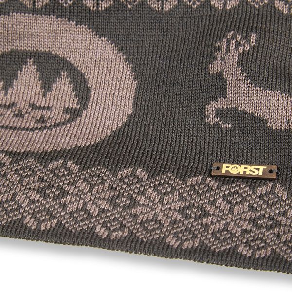 FORST scarf in beige-green reindeer motif