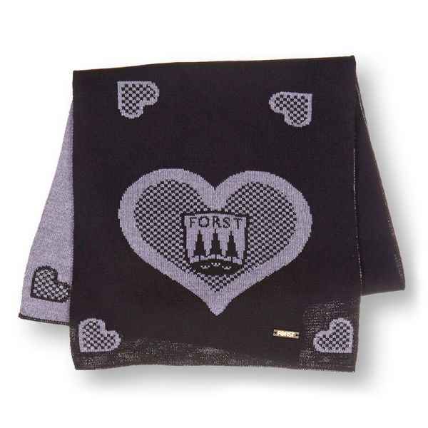 FORST black-grey scarf with heart motif