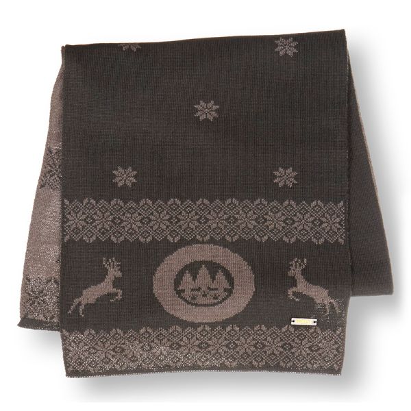 FORST scarf in beige-green reindeer motif